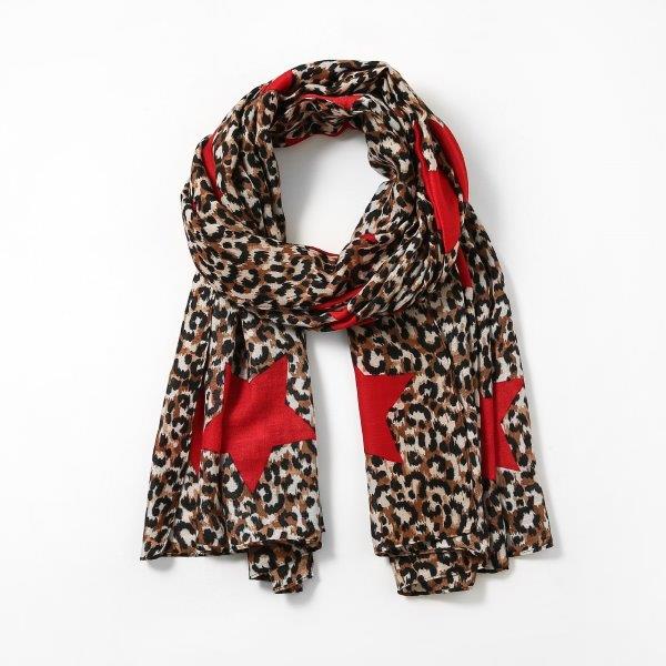 Eco range scarf star leopard red